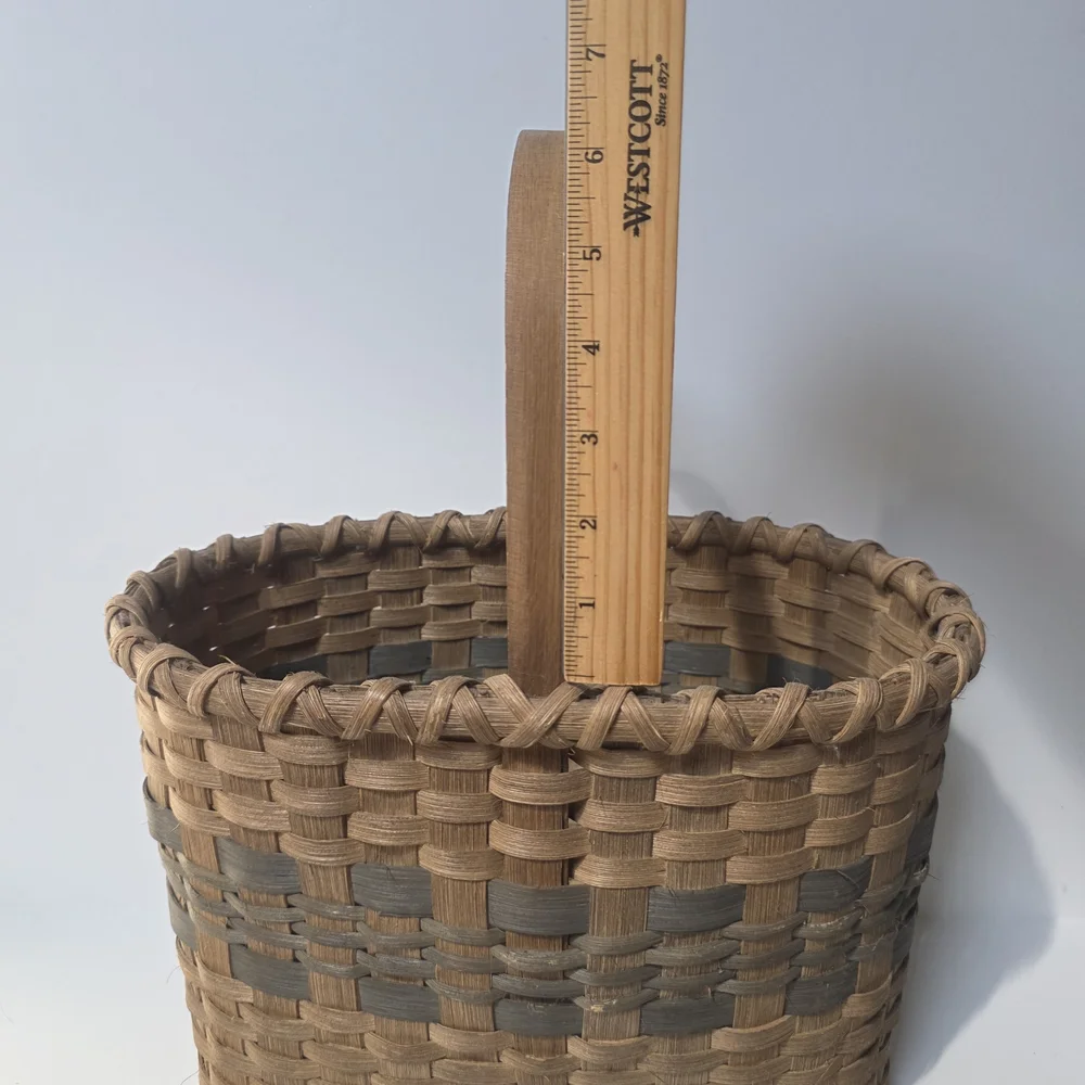 Vintage Handcrafted Woven Splint Basket Brown and Gray 1987